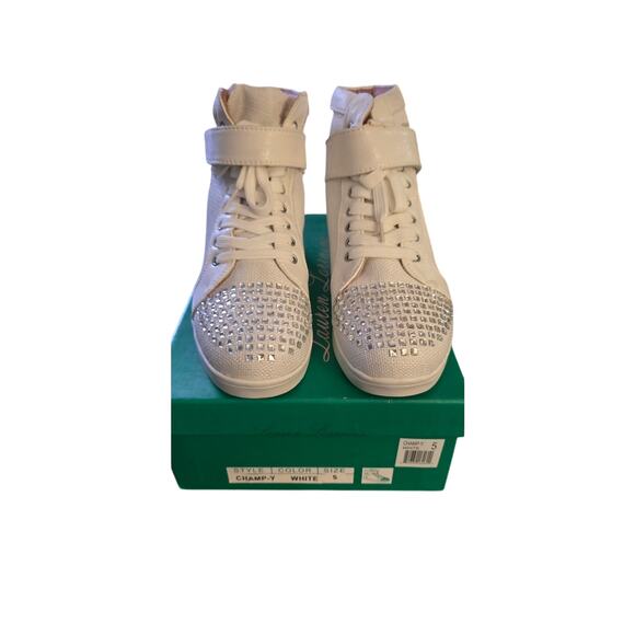 Lauren Lorraine Shoes - Lauren Lorraine Champ-Y / Charlie-Y White Studded High Top Sneakers 5 NIB